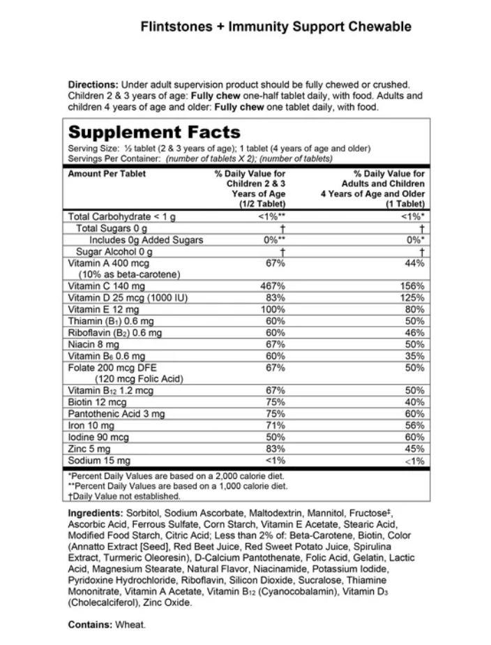 2+ 바이엘 플린트스톤 멀티 + 면역/이뮨 서포트 슈가-프리 츄어블 90정