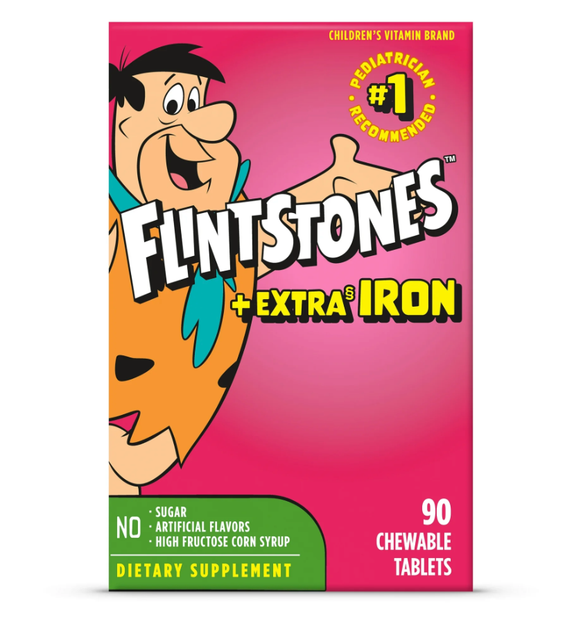 2+ 바이엘 플린트스톤 멀티 + 철분 슈가-프리 츄어블 90정