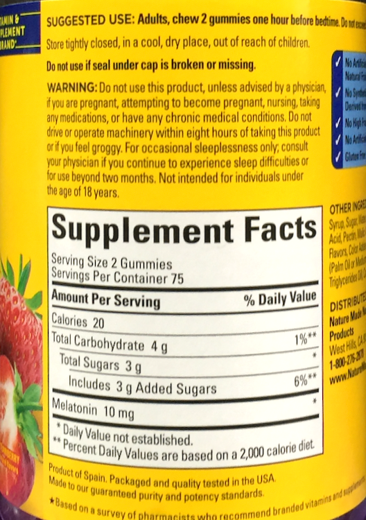 네이처메이드 약물-프리 멜라토닌 5mg 수면유도 거미 150정