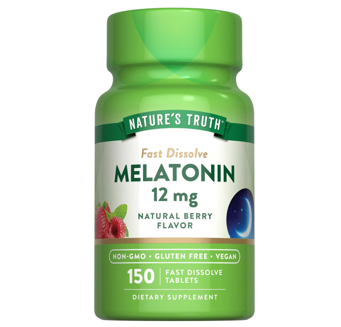 네이처스트루스 Non-GMO 약물-프리 멜라토닌 12mg 수면유도 츄어블 150정