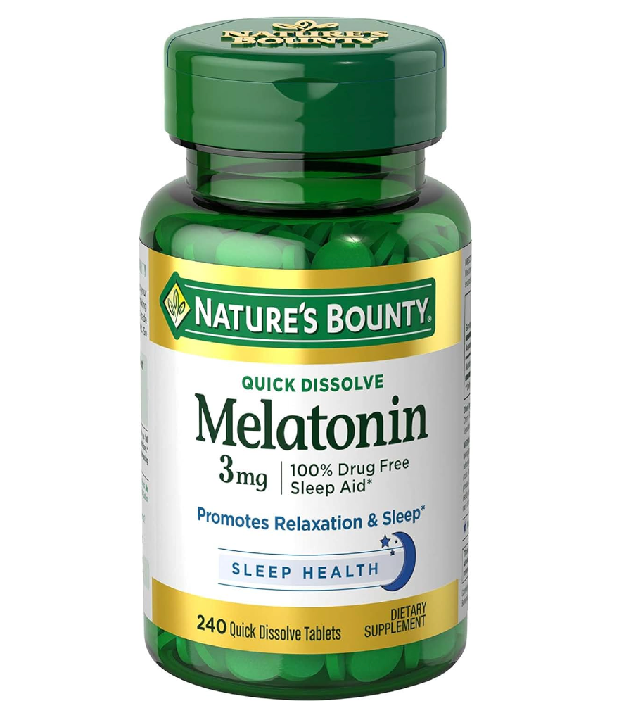 네이처스바운티 Non-GMO 약물-프리 멜라토닌 3mg 수면유도 츄어블 240정 2병 (480정)