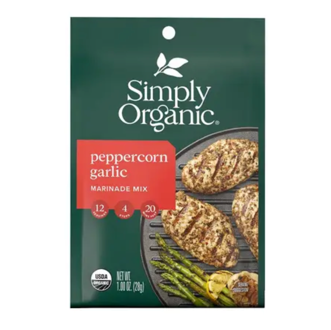 심플리 오가닉 매리네이드 (고기양념) 믹스 - 페퍼콘 갈릭 28g 12개
