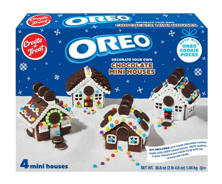 오레오 홀리데이 초콜렛 쿠키 미니 하우스 4개 키트 (1.04kg)