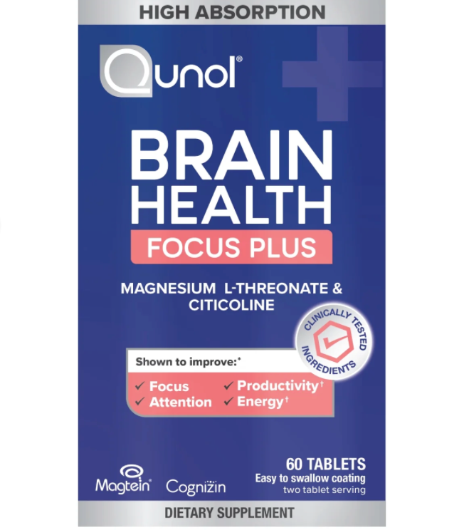 큐놀 브레인헬스 메모리 플러스 고흡수율 카페인/약물-프리 집중력•주의력 향상 60정 (30일)