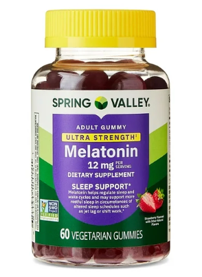 스프링밸리 Non-GMO 약물/젤라틴-프리 멜라토닌 6mg 수면유도 거미 60정