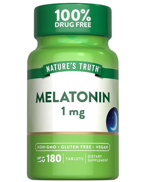 네이처스트루스 Non-GMO 약물-프리 멜라토닌 1mg 수면유도 180정