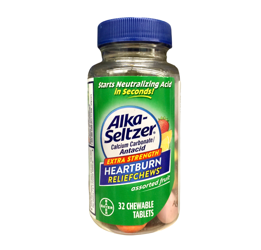 바이엘 알카셀처 탄산칼슘 750mg 속쓰림·산성 소화불량 완화 츄어블 32정