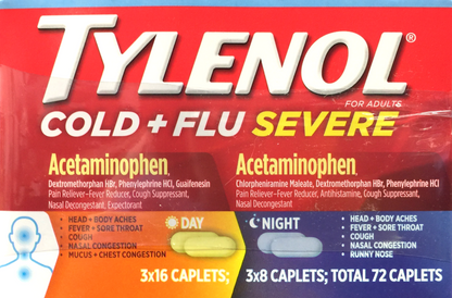 12+ 타이레놀 Tylenol 콜드 + 플루 (감기•독감) 낮/밤 24정 3팩 (72정)