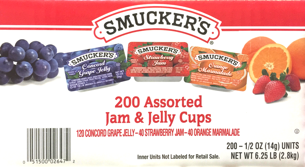 스머커 Smucker's 스프레드 싱글 14g 3가지맛 200개 (2.8kg)