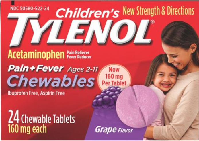 2+ 타이레놀 칠드런 아세트아미노펜 160mg 츄어블 24정