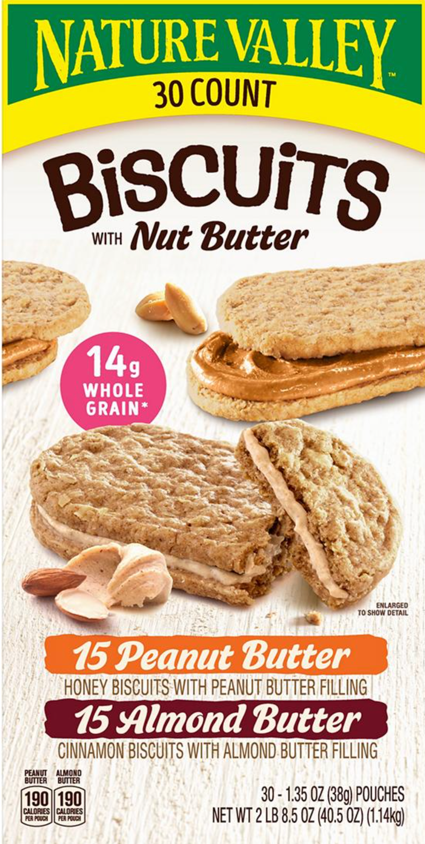 네이처밸리 Nature Valley 너트버터 비스켓 2가지맛 30ct (1.14kg)