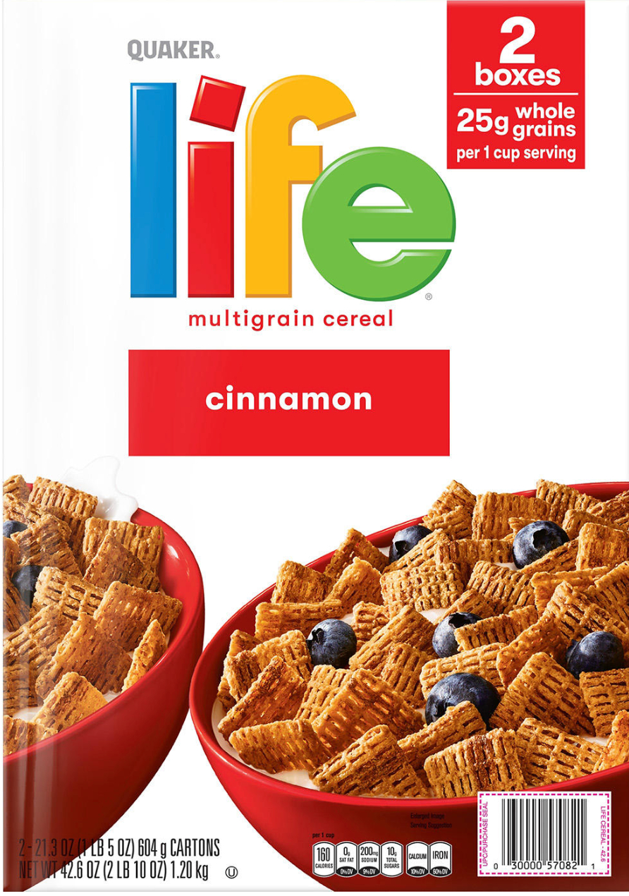 퀘이커 Quaker 라이프 시나몬 잡곡 시리얼 630g 2ct (1.26kg)