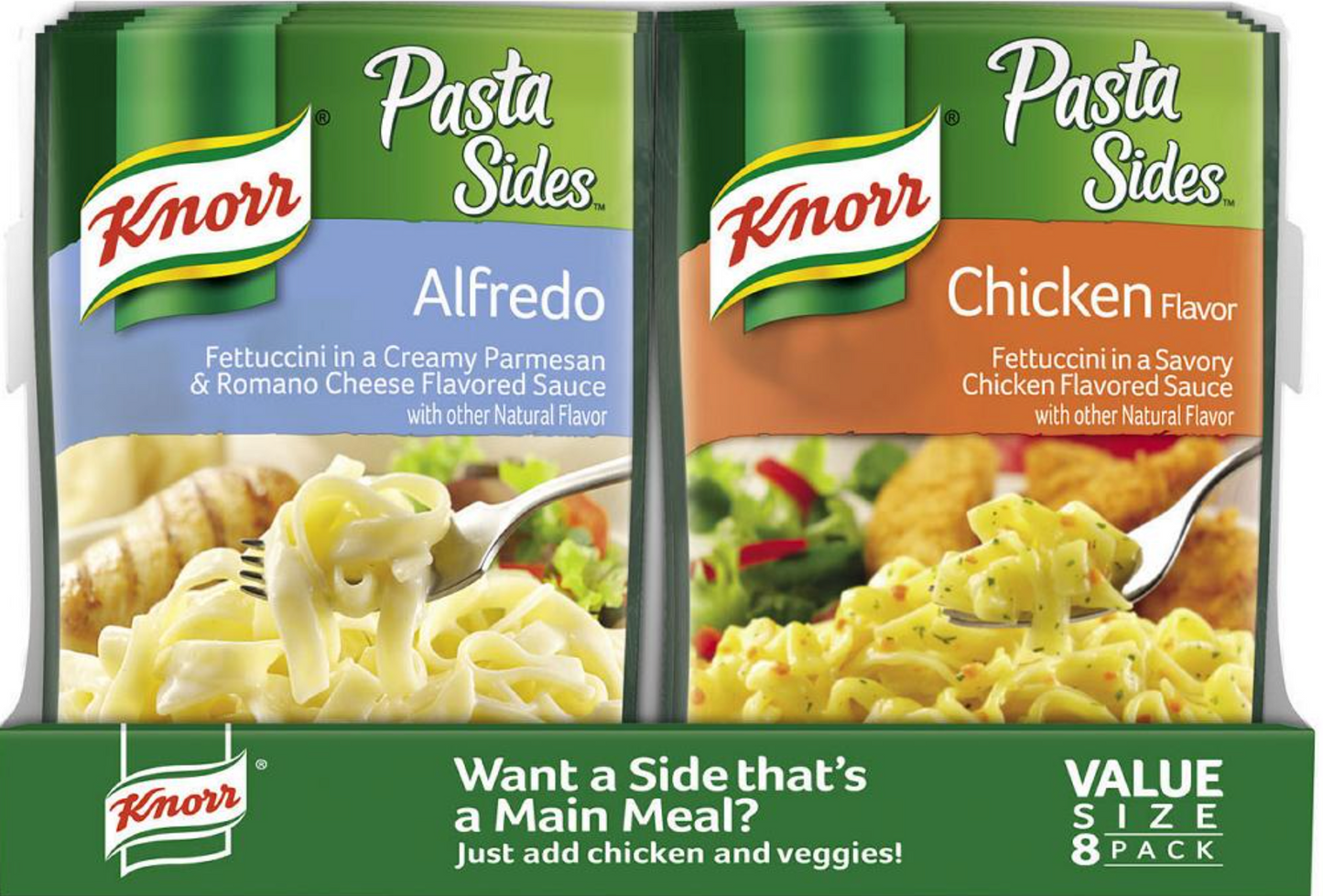 크노르 Knorr 파스타 사이드 2가지맛 8팩 (992g)