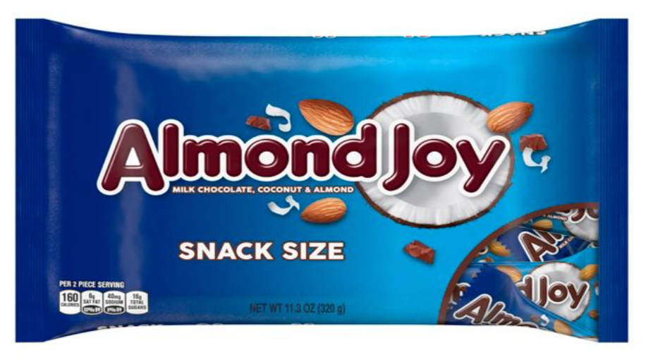 허쉬 아몬드조이 글루텐-프리 코코넛&아몬드 초콜렛바 스낵사이즈 320g