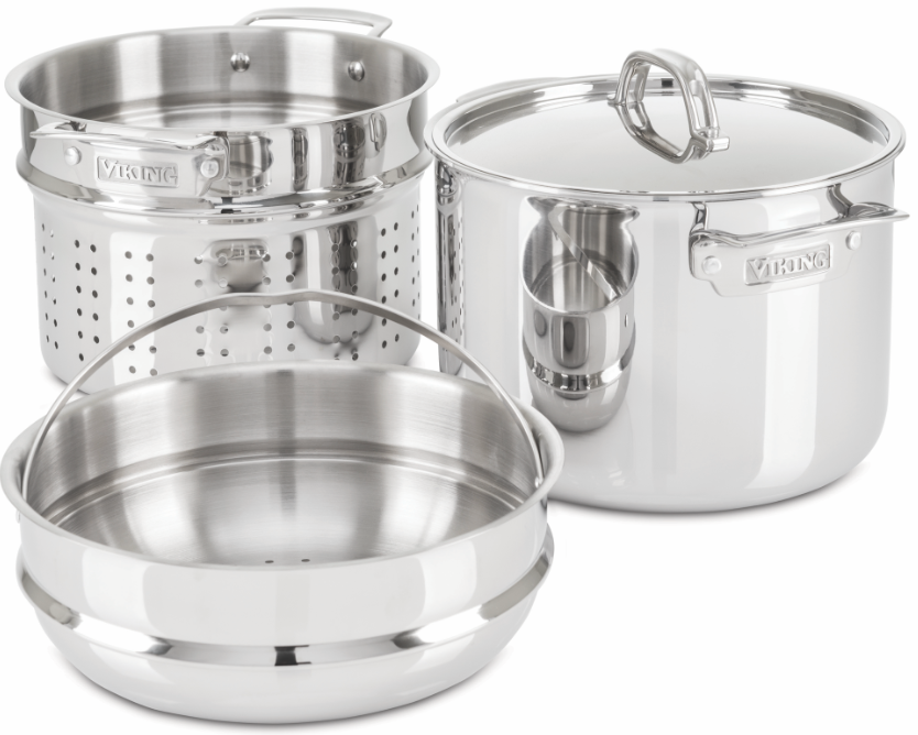 바이킹 Viking 18/8 3중 스텐레스 인덕션 곰솥 8Qt + 파스타/스티머 인서트