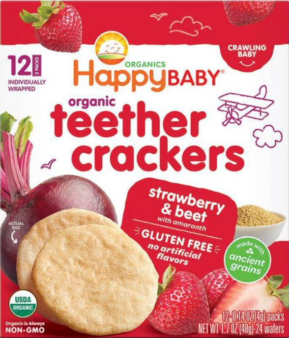 해피베이비 HappyBaby 유기농/Non-GMO 딸기 & 비트 티더 크래커 24pc (48g)