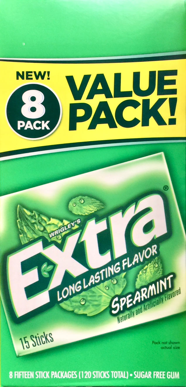 위글리 Wrigley's 엑스트라 스피어민트 무설탕 껌 8팩 (120pc)