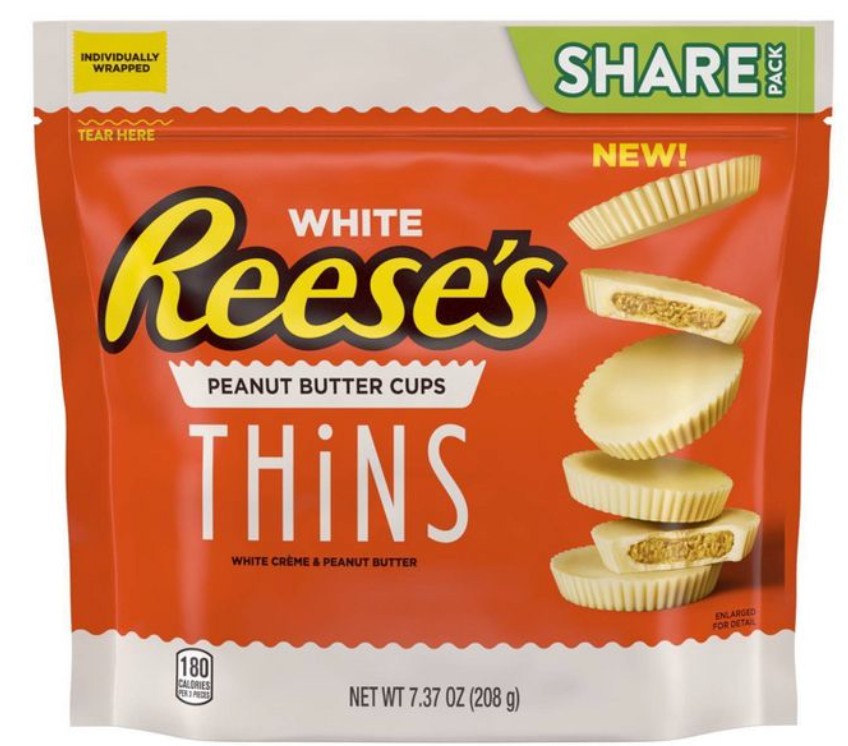 허쉬 리세스 글루텐-프리 땅콩버터 화이트초콜렛 씬즈 208g