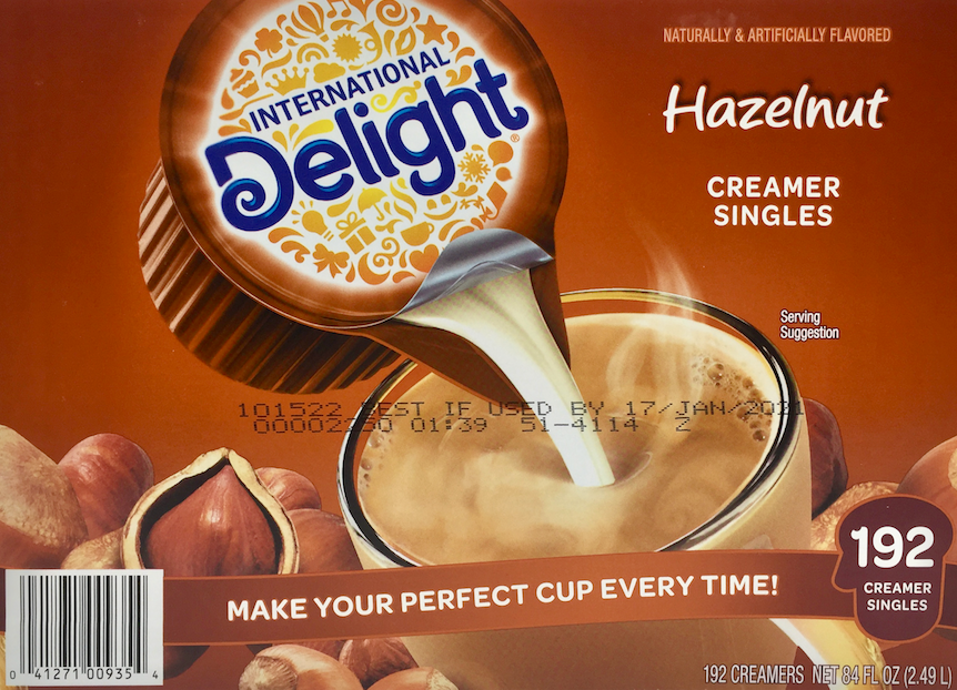 인터내셔널 딜라이트 International Delight 헤이즐넛 액상 크리머 캡슐 192pc (2.49L)