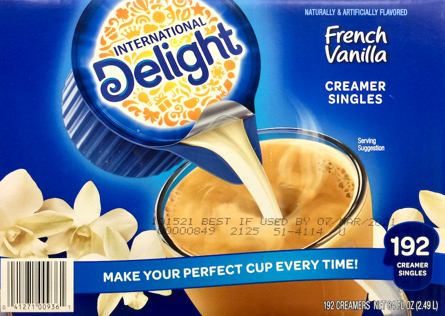 인터내셔널 딜라이트 International Delight 프렌치 바닐라 액상 크리머 캡슐 192pc (2.49L)