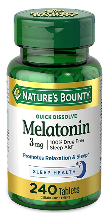 네이처스바운티 Non-GMO 약물-프리 멜라토닌 3mg 수면유도 츄어블 240정