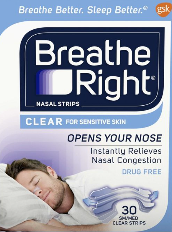 5+ 글락소스미스클라인 GSK 브리드라이트 오리지널 약물-프리 코골이/코막힘 소형 코밴드 Clear Sensitive Skin Clear 30매