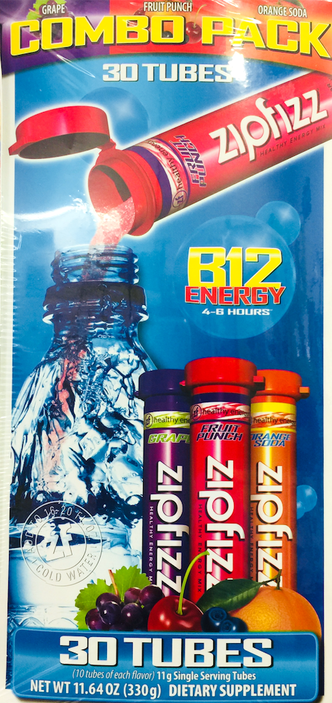 집피즈 Zipfizz 슈가-프리 에너지 드링크 믹스 3가지맛 30ct (330g) *당뇨 친화*