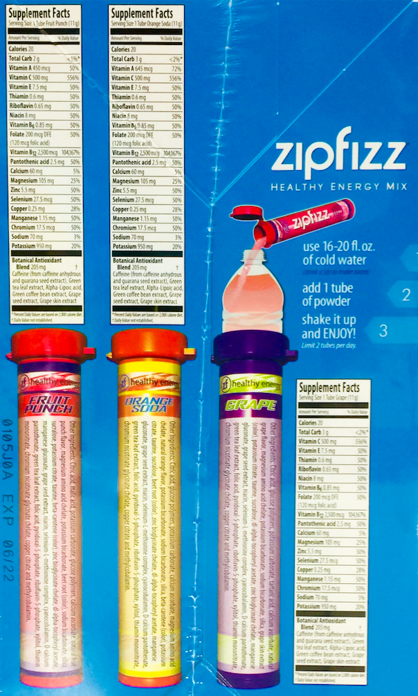 집피즈 Zipfizz 슈가-프리 에너지 드링크 믹스 3가지맛 30ct (330g) *당뇨 친화*