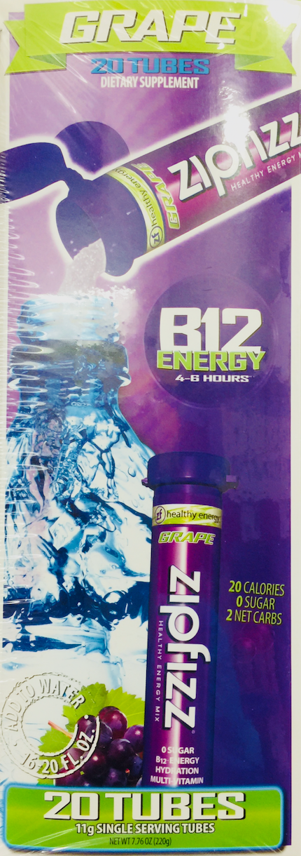 집피즈 Zipfizz 슈가-프리 포도 에너지 드링크 믹스 20ct (220g) *당뇨 친화*