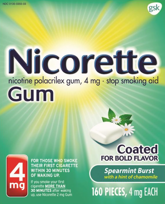글락소스미스클라인 GSK 니코렛 니코틴 4mg 금연껌 Spearmint Burst 160pc *FDA 인증*