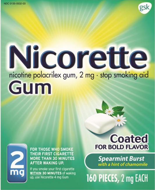 글락소스미스클라인 GSK 니코렛 니코틴 2mg 금연껌 Spearmint Burst 160pc *FDA 인증*