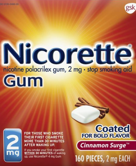 글락소스미스클라인 GSK 니코렛 니코틴 2mg 금연껌 Cinnamon Surge 160pc *FDA 인증*