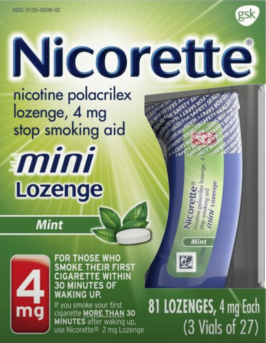 글락소스미스클라인 GSK 니코렛 니코틴 4mg 금연 미니 로젠지 Mint 81pc *FDA 인증*