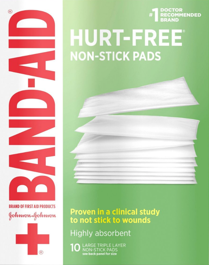 밴드에이드 Bandaid 허트-프리 논스틱 패드 7.6 x 10cm 10매