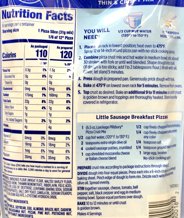 필즈베리 Phillsbury 피자 크러스트 믹스 184g 2개 (368g)