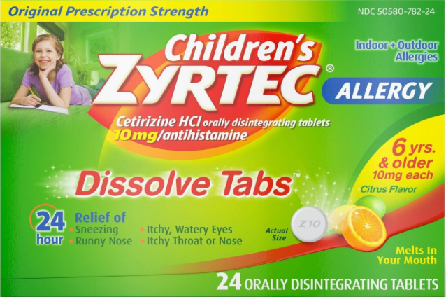 6+ 존슨앤존슨 칠드런 지르텍 세티리진 HCI 10mg 24시간 알러지 릴리프 디졸브 태블릿 24정