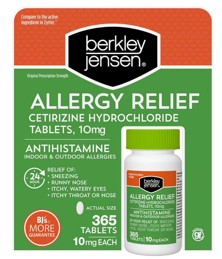 6+ 버클리젠슨 세티리진 HCI 10mg 24시간 알러지 릴리프 365정