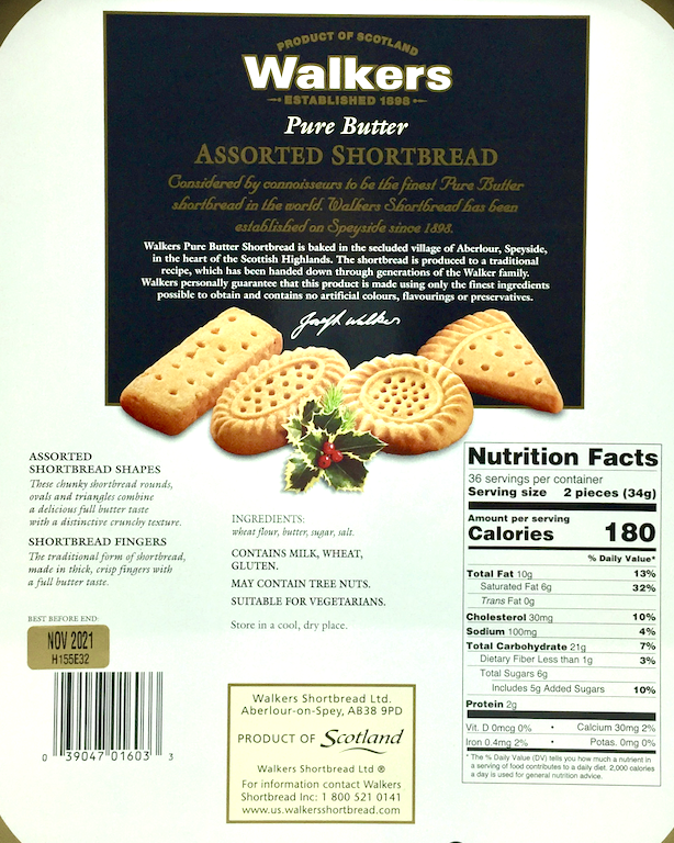 워커스 Walkers 스코트랜드 퓨어버터 쇼트브레드 쿠키 Tin 1.24kg