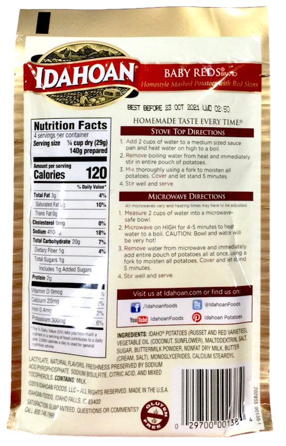 아이다호안 Idahoan 글루텐-프리 베이비 레드 매시드 포테이토 116g 9팩 (1.05kg)