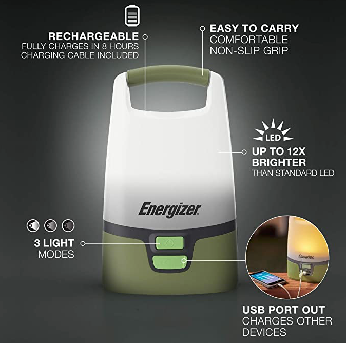 에너자이저 Energizer 360° USB 충전 1,000 루멘스 LED 방수 랜턴 Forest Green