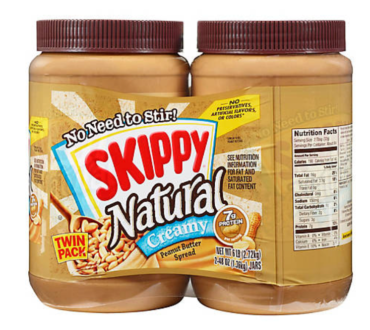 호멜 Hormel 스키피 Non-GMO 내추럴 크리미 땅콩 버터 1.36kg 2ct (2.72kg)
