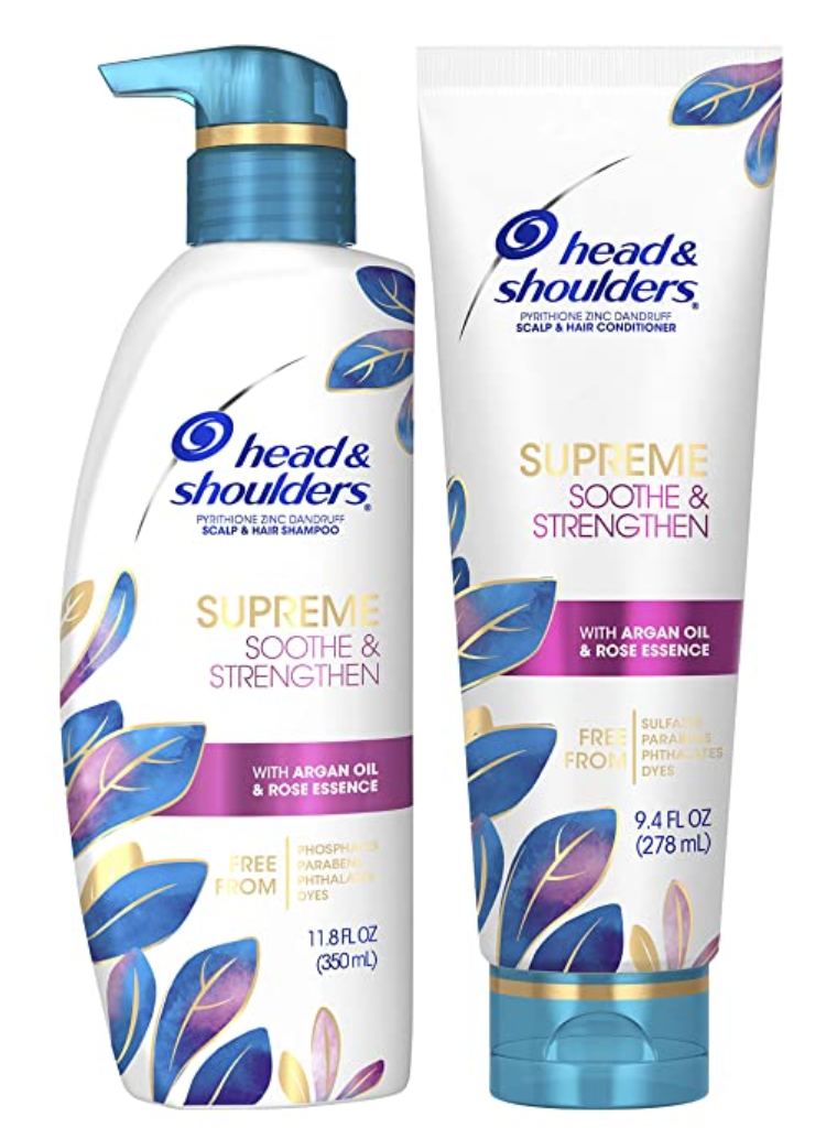 P&G 헤드앤숄더 파라벤/프탈레이트/황산-프리 수프림 스무드 & 스트랭쓴 비듬방지 샴푸 350ml + 컨디셔너 278ml