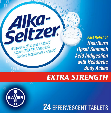 바이엘 알카셀쳐 발포성 속쓰림/통증완화 발포성 제산제 엑스트라 스트랭쓰 24정