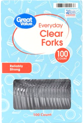 GV BPA-프리 에브리데이 클리어 일회용 포크 100pc *미국산*