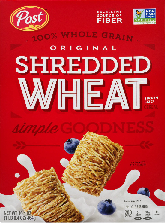 포스트 Post Non-GMO 슈가/솔트-프리 슈레디드 휘트 시리얼 464g