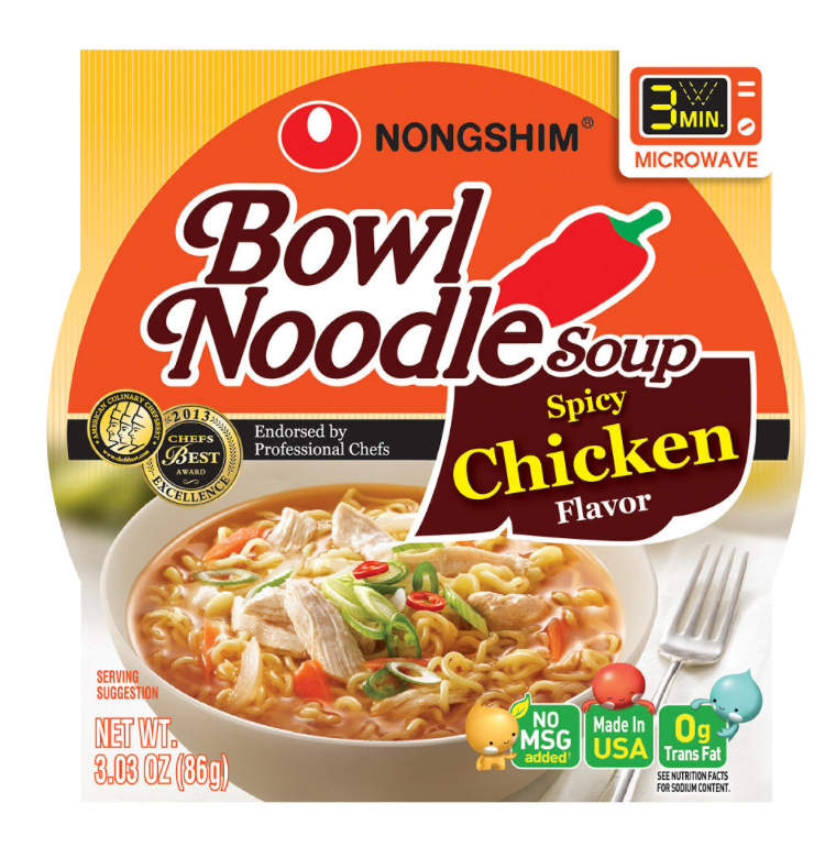농심 Nongshim 스파이시 치킨 (닭육개장) BPA-프리 사발면 86g 12ct (1.03kg)