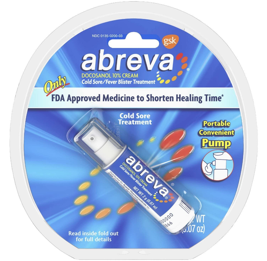 글락소스미스클라인 GSK 아브레바 콜드소어 (입술 헤르페스/구순포진) 크림 펌프 2g *FDA 승인*