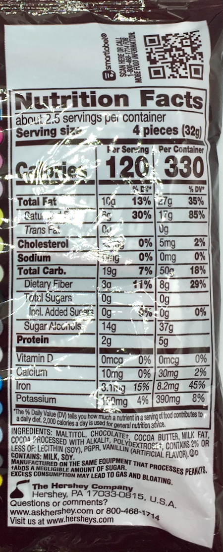 허쉬 Hershey's 제로슈가 아스파담/솔트-프리 스페셜 다크초콜렛 85g