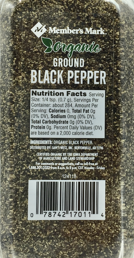 멤버스마크 유기농 후추 199g