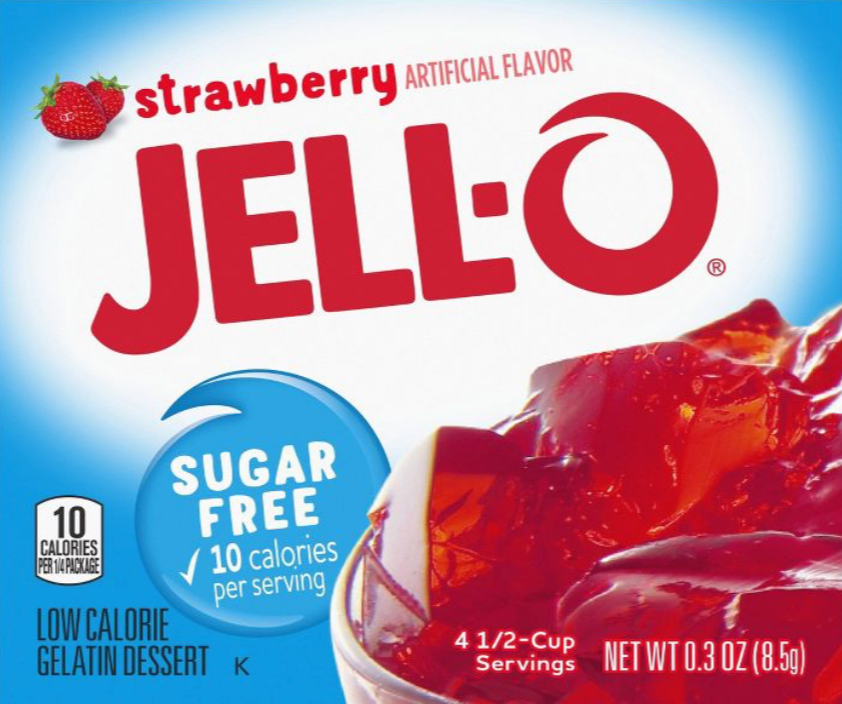 크래프트 Kraft 젤로 슈가-프리 딸기 젤리 믹스 8.5g 4팩 (34g)